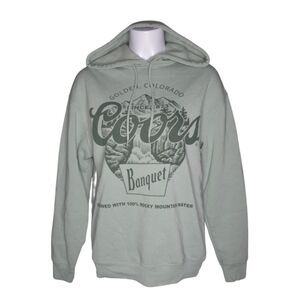 Coors Banquet Hoodie Mint Green Rocky Mountains Colorado Beer Womens Small
